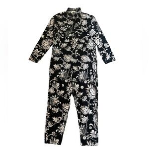 RARE Mikoh Floral Long Sleeves Cotton Jumpsuit Black/White/Tan  Size S